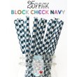 画像1: メイソンジャー Ball Mason jar タンブラー エコ 再生可能 紙ストロー25本入り サーキュラーエコノミー Block Check Navy (1)