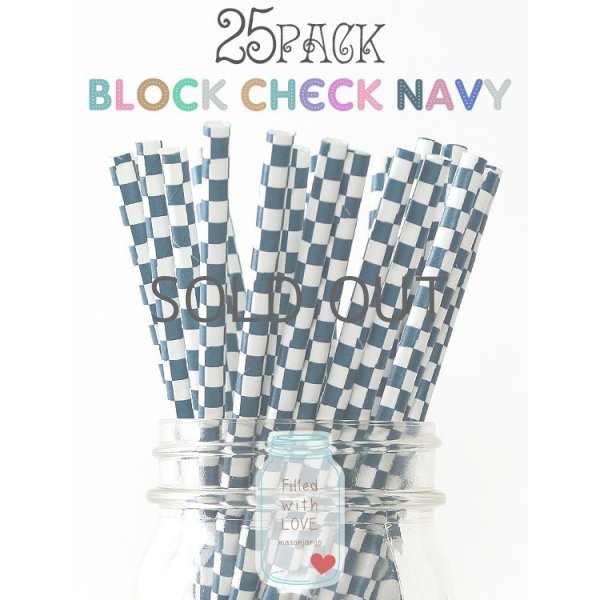 画像1: メイソンジャー Ball Mason jar タンブラー エコ 再生可能 紙ストロー25本入り サーキュラーエコノミー Block Check Navy (1)