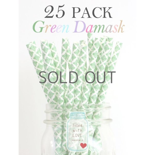 画像1: メイソンジャー Ball Mason jar タンブラー エコ 再生可能 紙ストロー25本入り サーキュラーエコノミー Green Damask (1)