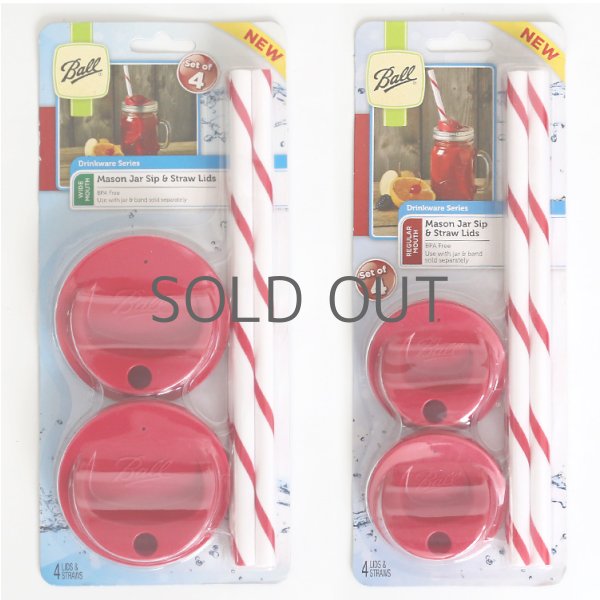画像6: 【4個セット】フタ&ストロー レギュラー・ワイドマウス用 カラー メイソンジャー Ball社  Mason jar (6)