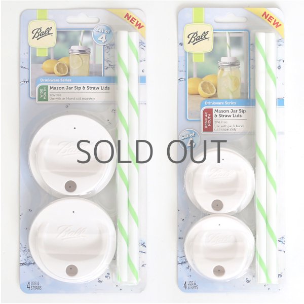 画像9: 【4個セット】フタ&ストロー レギュラー・ワイドマウス用 カラー メイソンジャー Ball社  Mason jar (9)