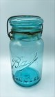 画像: 【希少】アンティーク メイソンジャー Ball Mason jar  ビンテージ　Quart(クォート)　ワイヤー型　ブルー瓶/ブルー蓋
