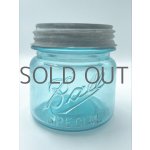 画像: 【希少】アンティーク メイソンジャー Ball Mason jar  ビンテージ　Zinc蓋つき　ブルー