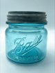 画像: 【希少】アンティーク メイソンジャー Ball Mason jar  ビンテージ　Zinc蓋つき　ブルー